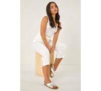 Roman Women's Petite Bengaline Cropped Trouser in White | Size: 10 Roman White 10