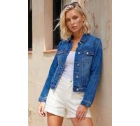 Roman Women's Petite Bleached Denim Jacket in Mid Blue | Size: 18 Roman Mid Blue 18