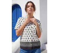 Roman Women's Petite Border Print Button Up Blouse in Ivory | Size: 18 Roman Ivory 18