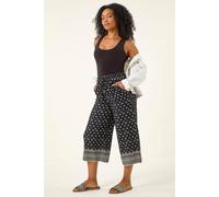 Roman Women's Petite Border Print Cropped Trouser in Black | Size: 12 Roman Black 12