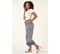 Roman Petite Border Print Cropped Trouser In Cream Cream