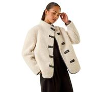 Roman Petite Borg Contrast Button Coat In Stone Stone 8