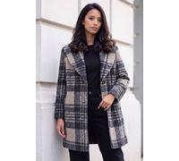 Roman Women's Petite Boucle Check Coat in Black | Size: 16