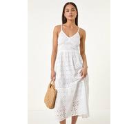Roman Women's Petite Broderie Strappy Maxi Dress in White | Size: 18 Roman White 18