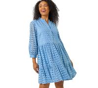 Roman Petite Broderie Tiered Dress In Blue Blue 18