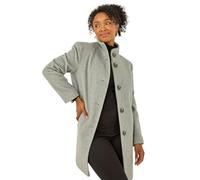 Roman Petite Brushed Funnel Neck Coat for Women UK - Ladies Everyday Autumn Winter Funnel Neckline Comfy Soft Evening Vacation Work Party Night Out - Petite Grey - Size 16