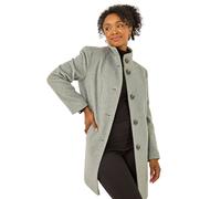 Roman Petite Brushed Funnel Neck Coat In Grey Grey 8