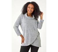 Petite Brushed Knit Wrap Top Roman Grey 16