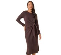 Roman Petite Brushed Tie Waist Stretch Midi Dress In Chocolate Chocolate 18