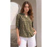 Roman Women's Petite Burnout Print Button Shirt in Khaki | Size: 18 Roman Khaki 18