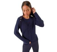 Petite Button Cable Knit Jumper Roman Navy 14