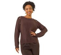 Roman Petite Button Cable Knit Jumper In Chocolate Chocolate 14