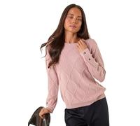 Roman Petite Button Cuff Knit Jumper for Women UK - Ladies Everyday Autumn Winter Round Neckline Comfy Soft Evening Vacation Work Party Night Out - Petite Light Pink - Size 18