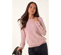 Roman Women's Petite Button Cuff Knit Jumper in Light Pink | Size: 10 Roman Light Pink 10