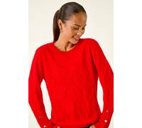 Roman Petite Button Cuff Knit Jumper In Red Red 18