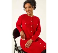 Roman Petite Button Detail Knit Dress In Red Red 14
