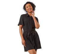 Roman Petite Button Front Tie Playsuit In Black Black 12