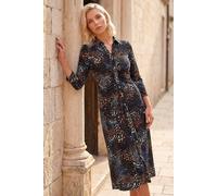 Roman Petite Button Ruched Dress In Black Black