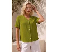 Roman Petite Button Through Blouse In Lime Lime