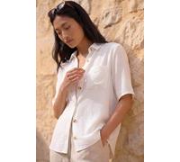Roman Petite Button Up Pocket Shirt for Women UK - Ladies Spring Everyday Summer Break Short Sleeve Soft Collar Neckline Comfy Lightweight Cool Blouse Vacation Tops - Petite White - Size 12