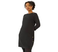 Roman Petite Buttoned Stretch Dress In Black Black 18