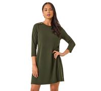 Roman Petite Buttoned Stretch Dress In Khaki Khaki 14