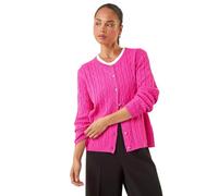 Roman Petite Cable Knit Button Cardigan for Women UK - Ladies Everyday Holiday Spring Summer Round Neckline Comfy Soft Evening Vacation Work Party - Petite Pink - Size 12