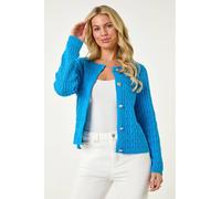 Petite Cable Knit Button Cardigan Roman Blue 18