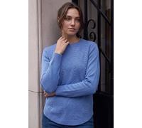 Roman Women's Petite Cable Knit Curved Hem Jumper in Blue | Size: 18