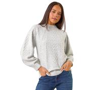 Roman Petite Cable Knit Embellished Jumper In Grey Grey 12