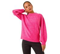 Roman Petite Cable Knit Embellished Jumper In Pink Pink 14