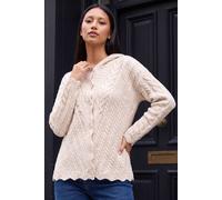 Roman Petite Cable Knit Hooded Cardigan In Cream Cream