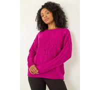 Roman Women's Petite Cable Knit Jumper in Magenta | Size: 16 Roman Magenta 16