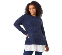 Petite Cable Knit Mock Shirt Jumper Roman Navy 18