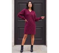 Roman Petite Cable Knit Shift Dress In Wine Wine