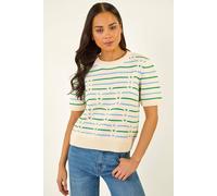 Roman Petite Cable Knit Stripe Jumper In Ivory Ivory 16