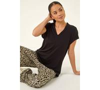 Roman Petite Cap Sleeve Stretch Top In Black Black 14