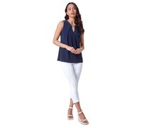 Roman Petite Chain Trim Stretch Top In Navy Navy 14