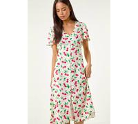 Roman Originals Swing Tea Dress Women UK Ladies Skater Midi A Line Fit & Flare Summer Casual Smart Spring Cocktail Party Going Out Work Cruise Button Through Long Pocket - Petite Red - Size 14