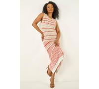 Roman Women's Petite Chevron Knitted Midi Dress in Coral | Size: 14 Roman Coral 14
