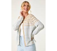Roman Women's Petite Chevron Stripe Knit Cardigan in Blue | Size: 14 Roman Blue 14