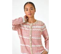 Roman Women's Petite Chevron Stripe Knit Cardigan in Coral | Size: 18 Roman Coral 18