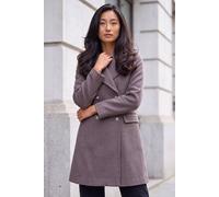 Roman Petite Collar Double Breasted Coat In Taupe Taupe