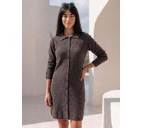 Roman Petite Collared Button Through Knit Shift Dress Chocolate