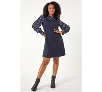 Roman Petite Collared Contrast Stretch Dress In Navy Navy 18