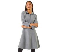 Roman Petite Collared Knit Dress In Grey Grey 14