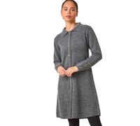 Roman Petite Collared Knit Shift Dress for Women UK - Ladies Everyday Autumn Winter Shirt Collar Comfy Soft Evening Vacation Work Party Night Out - Petite Grey - Size 8