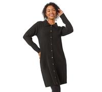 Roman Petite Collared Knit Shift Dress for Women UK - Ladies Everyday Autumn Winter Shirt Collar Comfy Soft Evening Vacation Work Party Night Out - Petite Black - Size 12