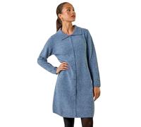 Roman Petite Collared Knit Shift Dress for Women UK - Ladies Everyday Autumn Winter Shirt Collar Comfy Soft Evening Vacation Work Party Night Out - Petite Blue - Size 16