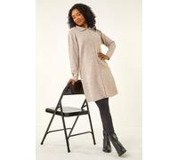 Roman Petite Collared Knit Shift Dress In Stone Stone